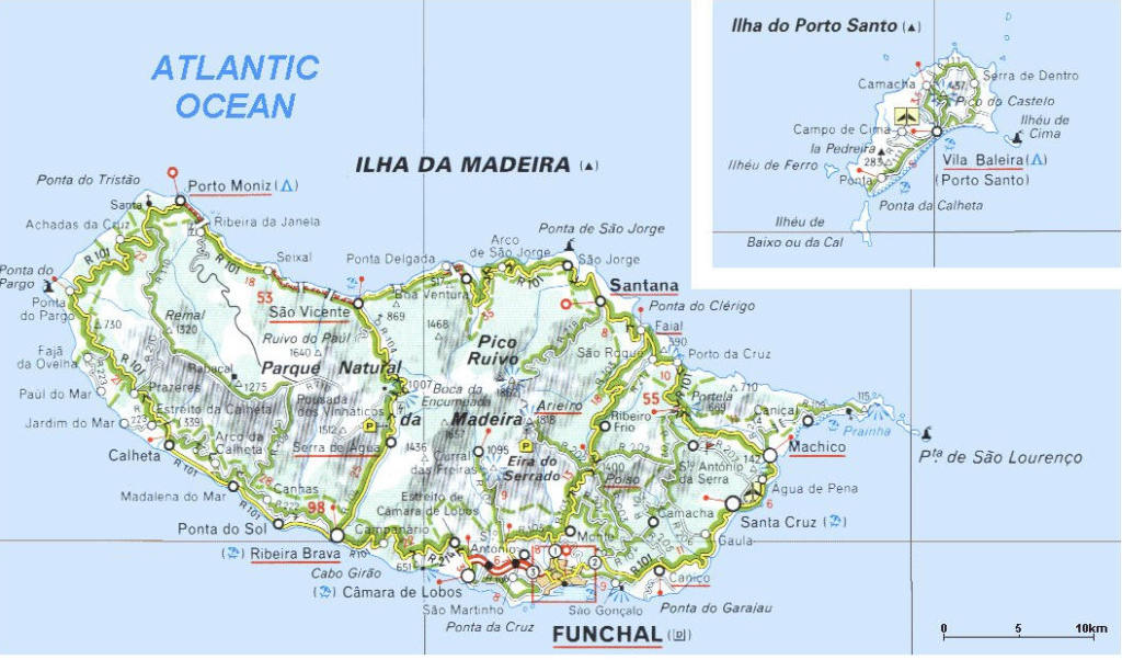 Cartina Isola di Madeira e Porto Santo