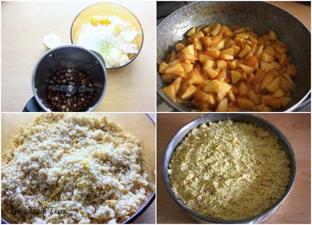 Torta Sbriciolata di semola e nocciole con mele caramellate